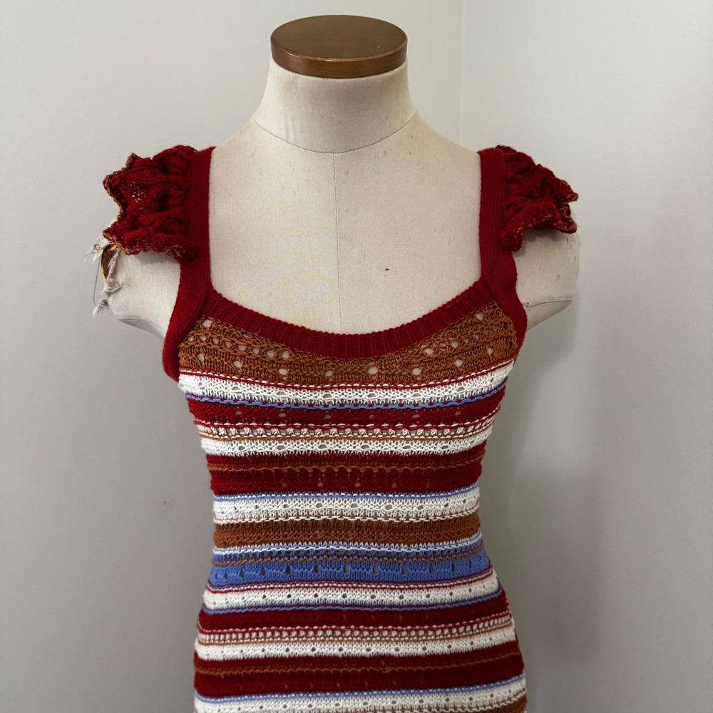 Lucca Small Crochet Knit Maxi Dress Bodycon Fitted Boho Bohemian Festival - Picture 2 of 7